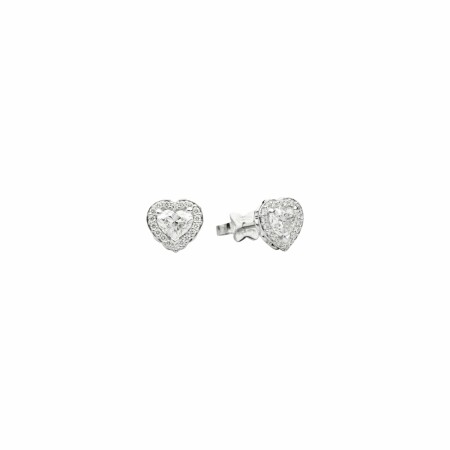 Boucles d'oreilles Recarlo Anniversary Love With Surround en or blanc et diamants