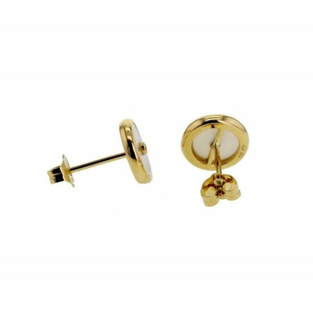 Boucles d'oreilles Adriana Karembeu Sniper en or jaune et nacre et diamant