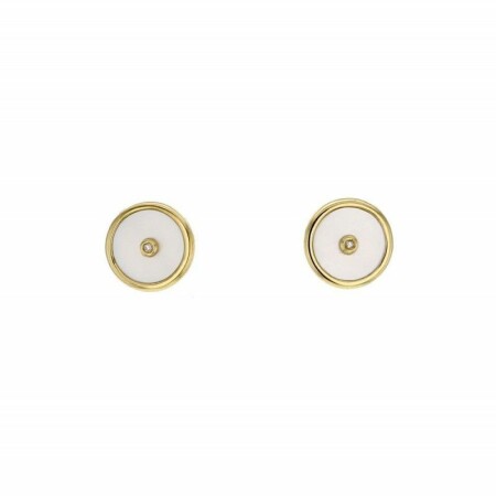 Boucles d'oreilles Adriana Karembeu Sniper en or jaune et nacre et diamant