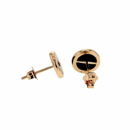 Boucles d'oreilles Adriana Karembeu Sniper en or rose, nacre et diamant