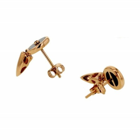 Boucles d'oreilles Adriana Karembeu Sniper en or rose, onyx noir et diamants