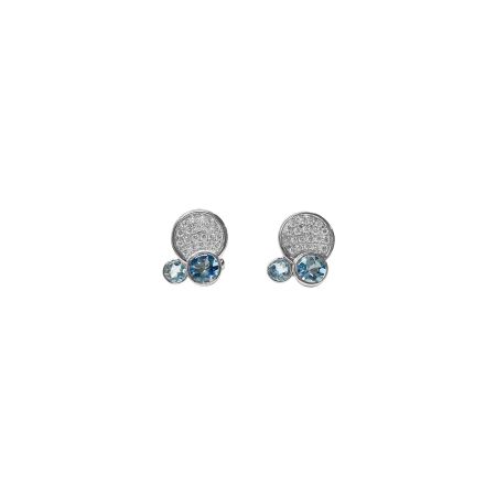 Boucles d'oreilles Isabelle Barrier en or blanc, diamants et aigue-marine