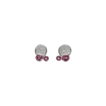 Boucles d'oreilles Isabelle Barrier en or blanc, diamants et tourmaline