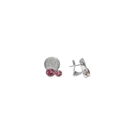 Boucles d'oreilles Isabelle Barrier en or blanc, diamants et tourmaline