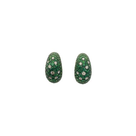 Boucles d'oreilles Isabelle Barrier en or rose, diamants et tsavorite