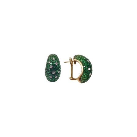 Boucles d'oreilles Isabelle Barrier en or rose, diamants et tsavorite