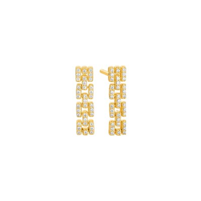 Boucles d'oreilles en or jaune et diamants 0.23ct