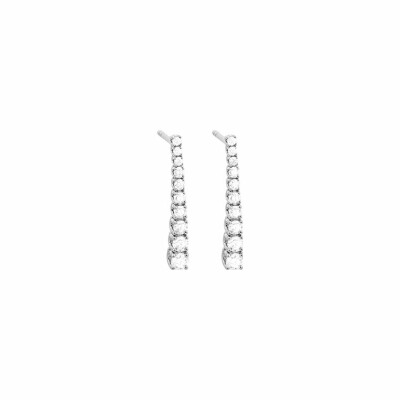 Boucles d'oreilles rivière en or blanc et diamants, 0.75ct