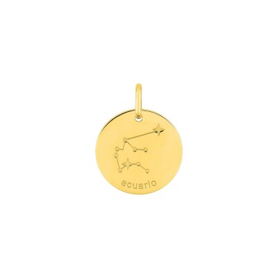 Pendentif zodiaque Verseau en or jaune