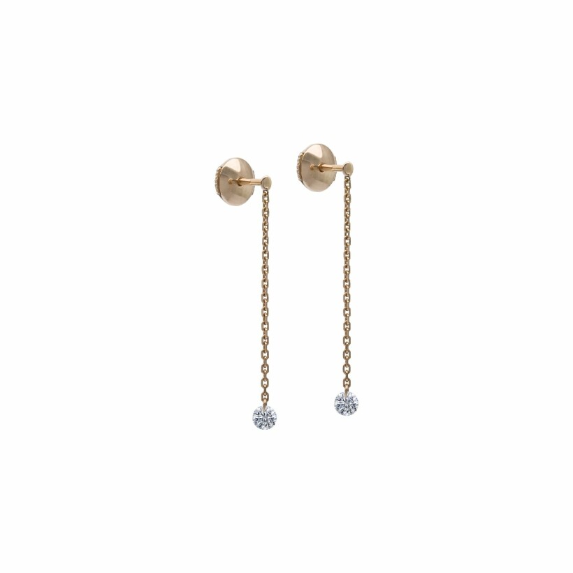 Boucles d'oreilles pendantes La Brune & La Blonde 360° en or rose et diamants de 0.20ct