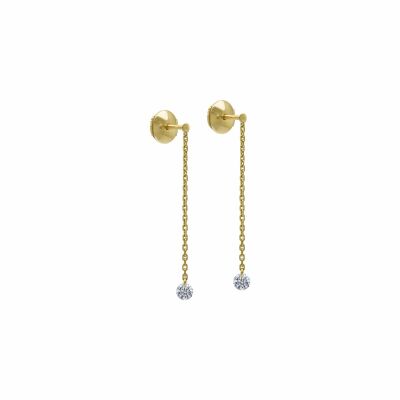 LA BRUNE & LA BLONDE 360° drop earrings, yellow gold and 0.20ct diamonds