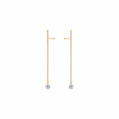 Boucles d'oreilles pendantes La Brune & La Blonde MAJORETTE en or rose et diamants de 0.14ct