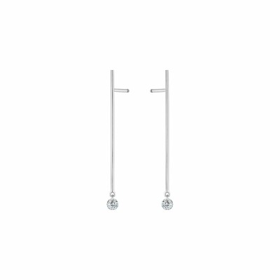 Boucles d'oreilles pendantes La Brune & La Blonde MAJORETTE en or blanc et diamants de 0.14ct