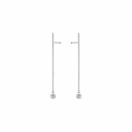 Boucles d'oreilles pendantes La Brune & La Blonde MAJORETTE en or blanc et diamants de 0.14ct