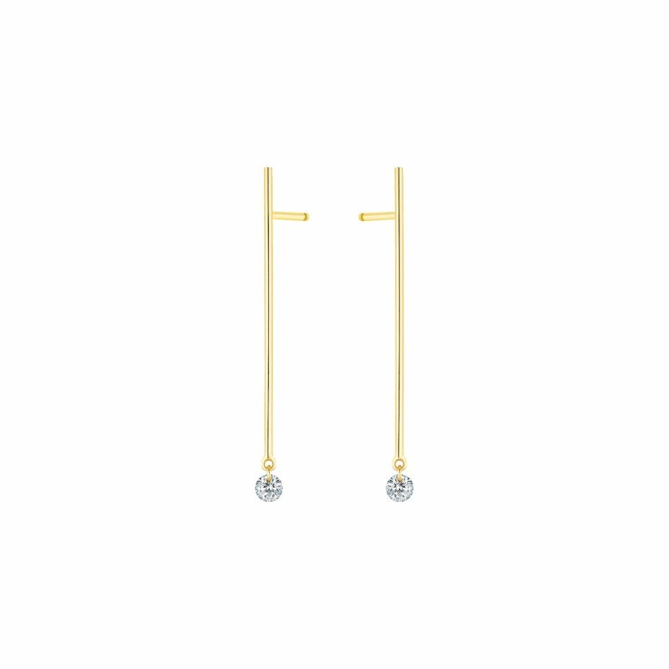 Boucles d'oreilles pendantes La Brune & La Blonde MAJORETTE en or jaune et diamants de 0.14ct