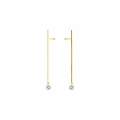 Boucles d'oreilles pendantes La Brune & La Blonde MAJORETTE en or jaune et diamants de 0.14ct