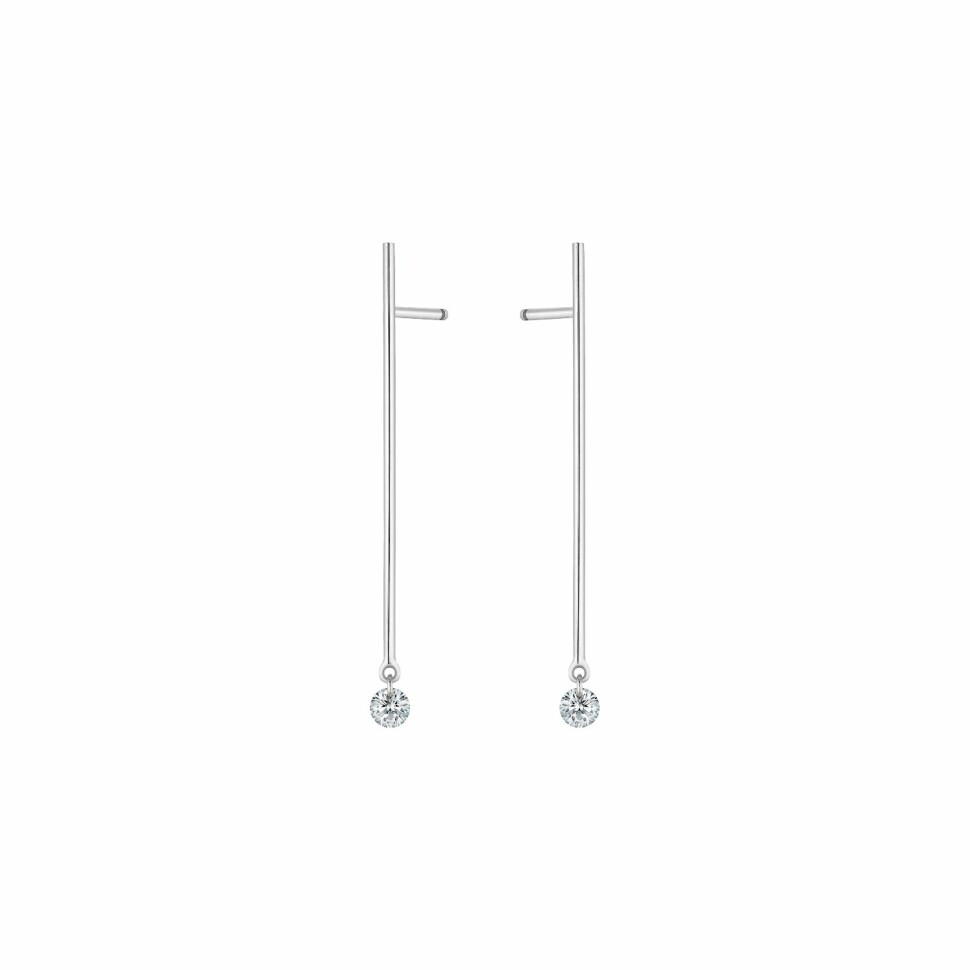 Boucles d'oreilles pendantes La Brune & La Blonde MAJORETTE en or blanc et diamants de 0.20ct