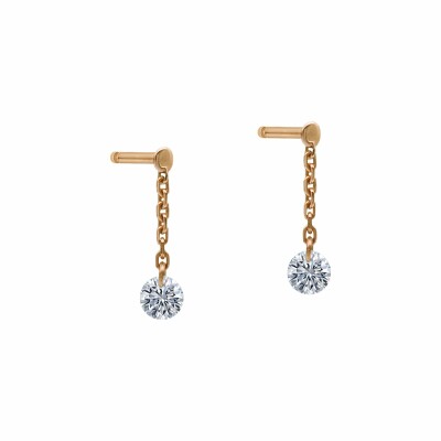 LA BRUNE & LA BLONDE 360° drop earrings, rose gold and 0.14ct diamonds