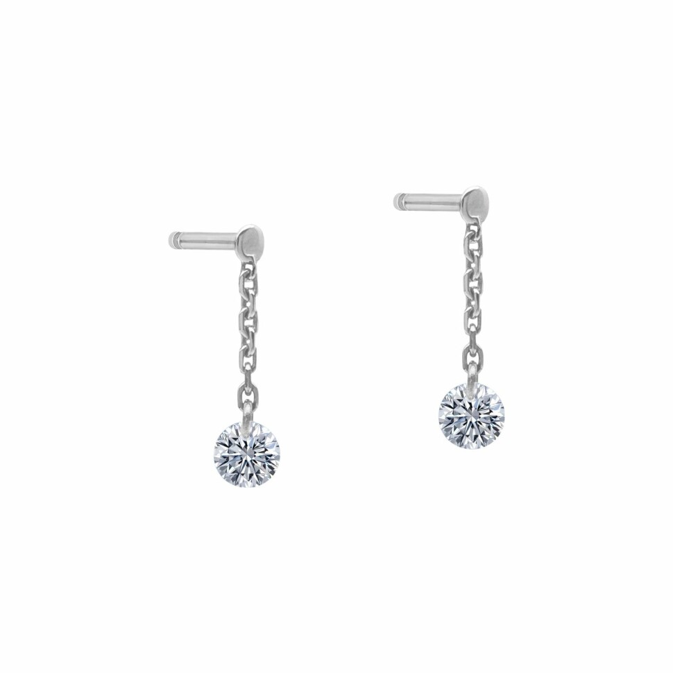 LA BRUNE & LA BLONDE 360° drop earrings, white gold and 0.14ct diamonds