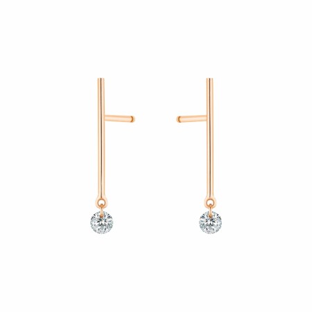 Boucles d'oreilles pendantes La Brune & La Blonde MAJORETTE en or rose et diamants de 0.14ct