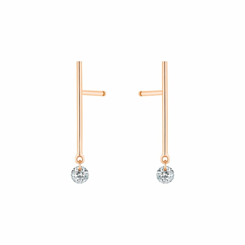 Boucles d'oreilles pendantes La Brune & La Blonde MAJORETTE en or rose et diamants de 0.14ct
