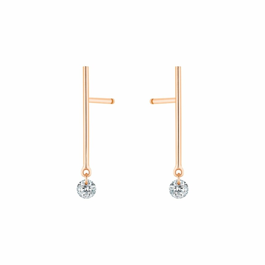 Boucles d'oreilles pendantes La Brune & La Blonde MAJORETTE en or rose et diamants de 0.14ct