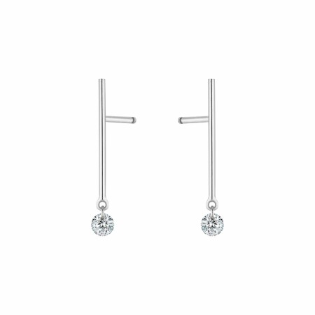 Boucles d'oreilles pendantes La Brune & La Blonde MAJORETTE en or blanc et diamants de 0.14ct