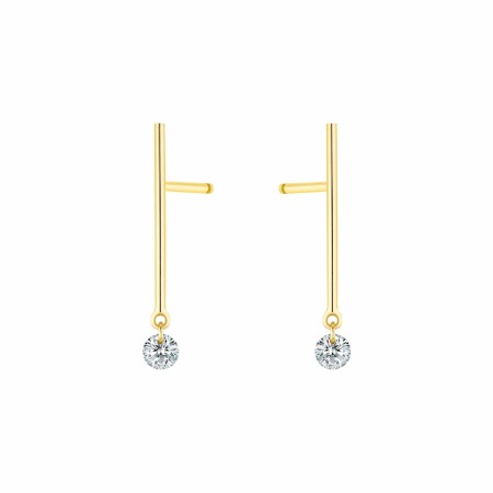 Boucles d'oreilles pendantes La Brune & La Blonde MAJORETTE en or jaune et diamants de 0.14ct