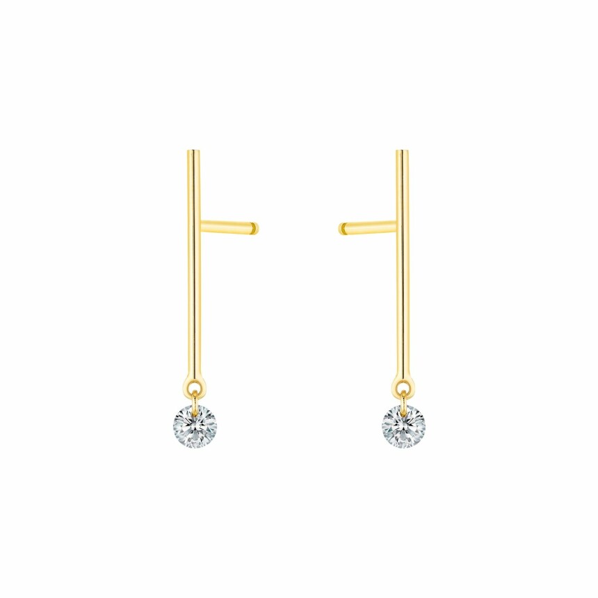 LA BRUNE & LA BLONDE MAJORETTE drop earrings, yellow gold and 0.20ct diamonds