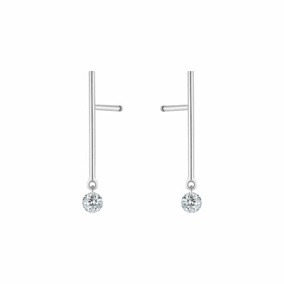 Boucles d'oreilles pendantes La Brune & La Blonde MAJORETTE en or blanc et diamants de 0.40ct