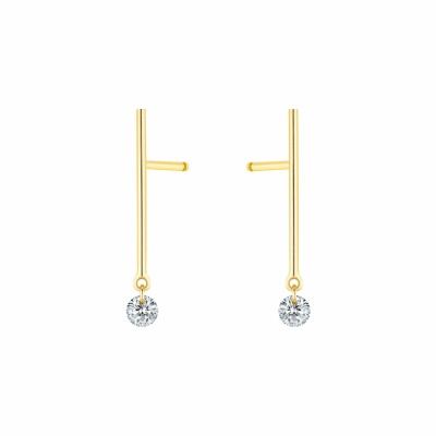 Boucles d'oreilles pendantes La Brune & La Blonde MAJORETTE en or jaune et diamants de 0.40ct