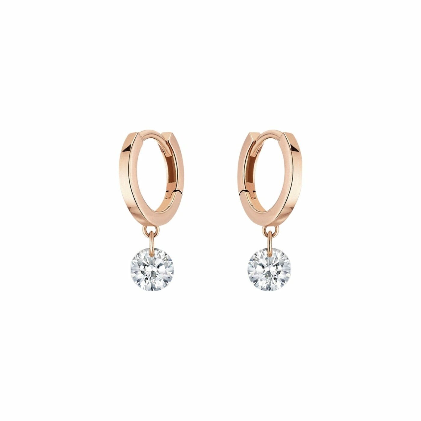 Boucles d'oreilles créoles La Brune & La Blonde 360° en or rose et diamants de 0.14ct