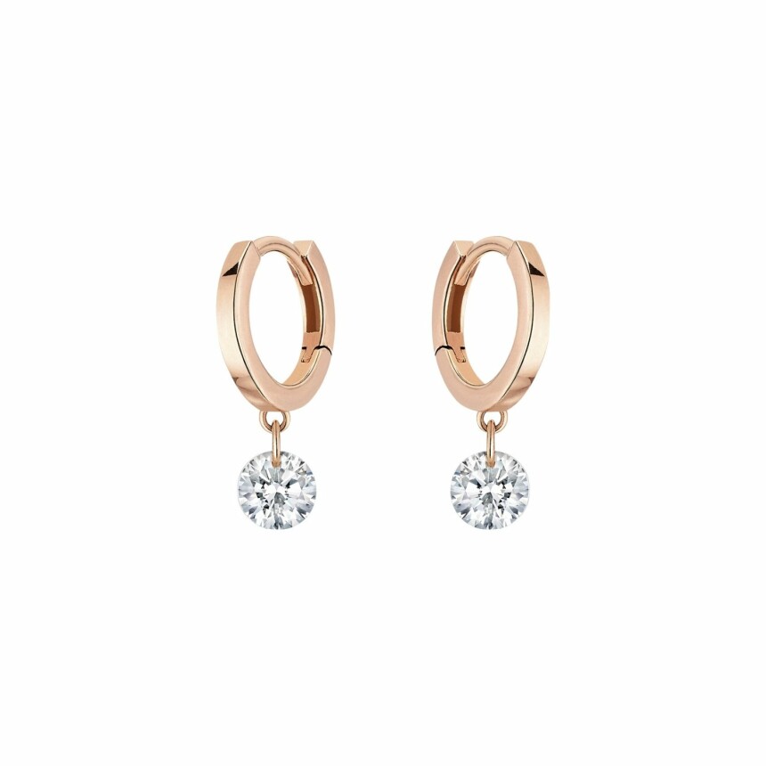 LA BRUNE & LA BLONDE 360° creole earrings, rose gold and 0.14ct diamonds