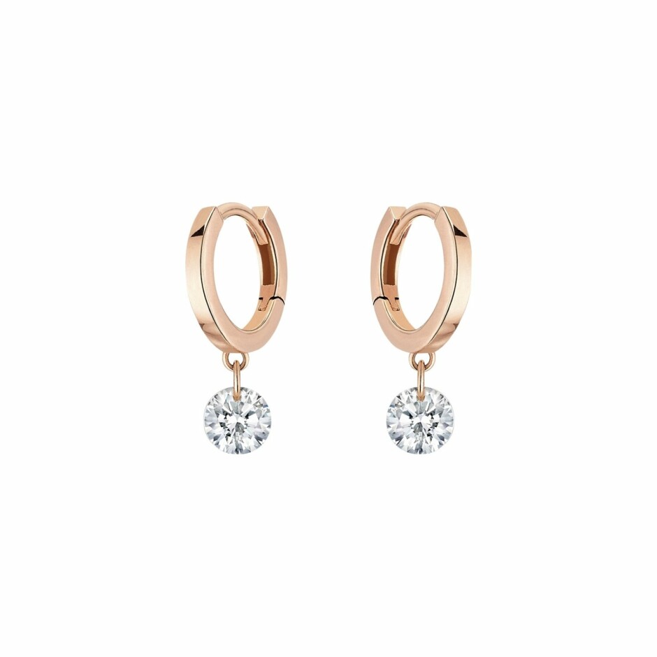 Boucles d'oreilles créoles La Brune & La Blonde 360° en or rose et diamants de 0.14ct