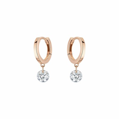 LA BRUNE & LA BLONDE 360° creole earrings, rose gold and 0.14ct diamonds