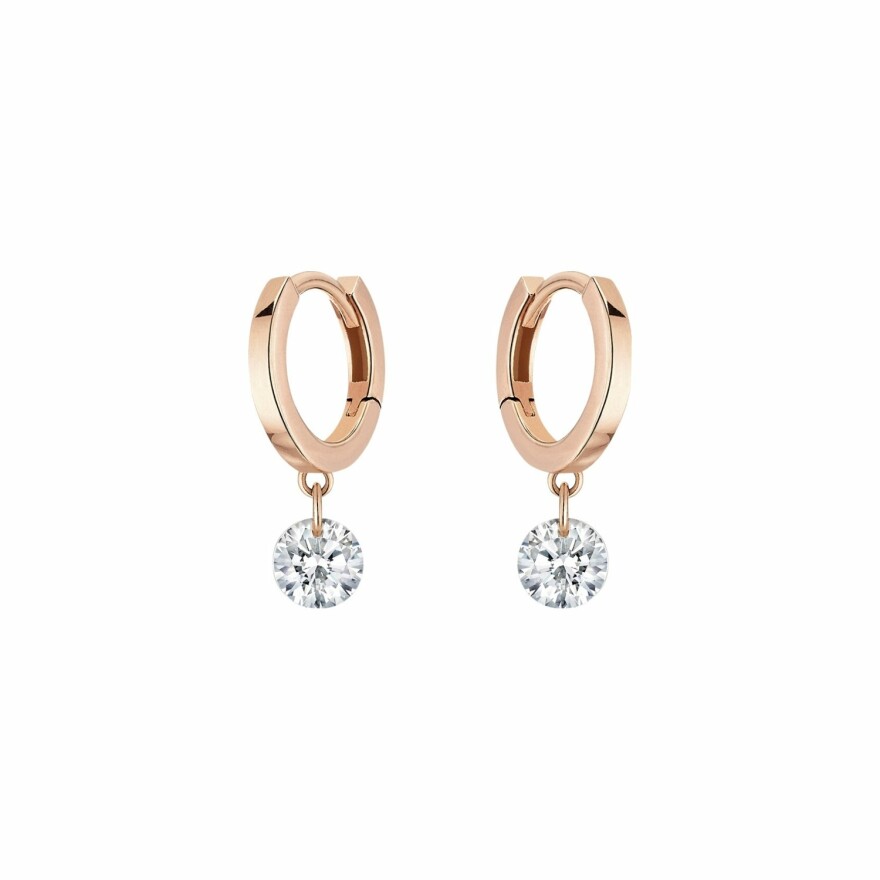 Boucles d'oreilles créoles La Brune & La Blonde 360° en or rose et diamants de 0.14ct
