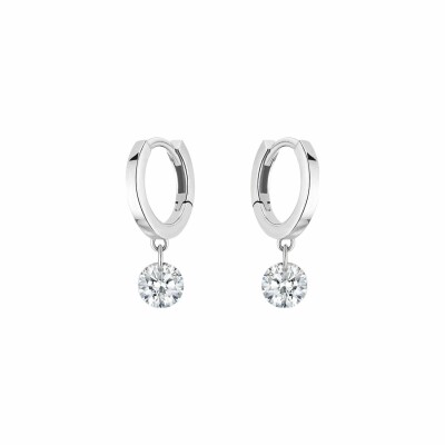 LA BRUNE & LA BLONDE 360° creole earrings, white gold and 0.14ct diamonds