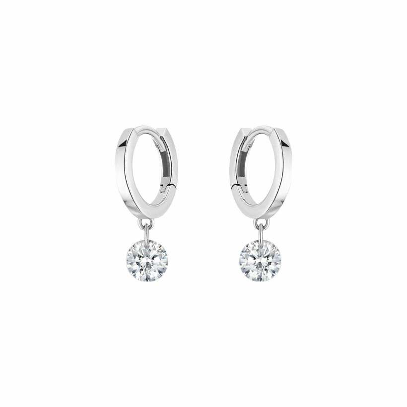 Boucles d'oreilles créoles La Brune & La Blonde 360° en or blanc et diamants de 0.14ct