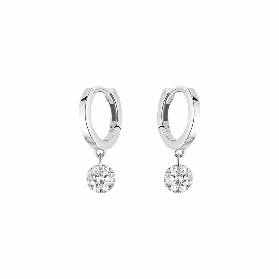 Boucles d'oreilles créoles La Brune & La Blonde 360° en or blanc et diamants de 0.14ct