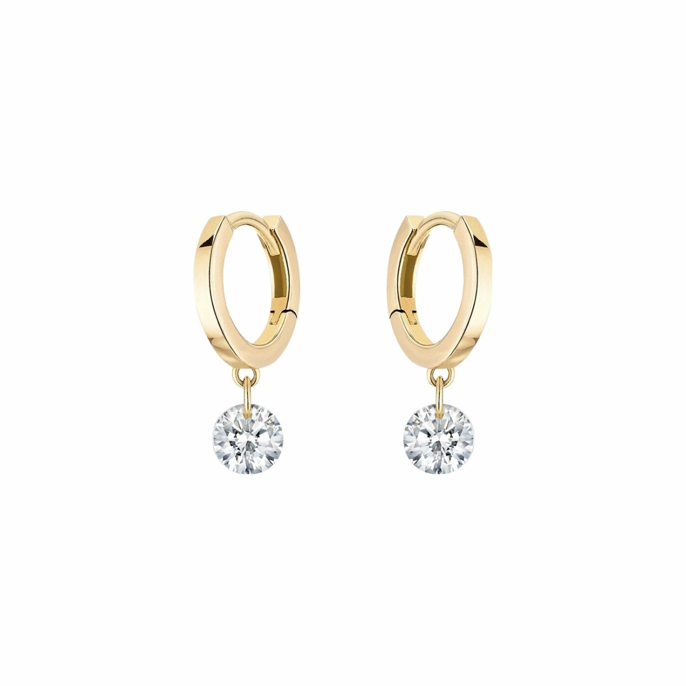 Boucles d'oreilles créoles La Brune & La Blonde 360° en or jaune et diamants de 0.14ct