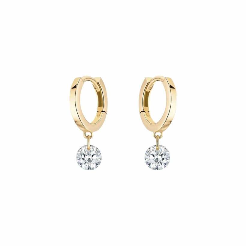 LA BRUNE & LA BLONDE 360° creole earrings, yellow gold and 0.14ct diamonds