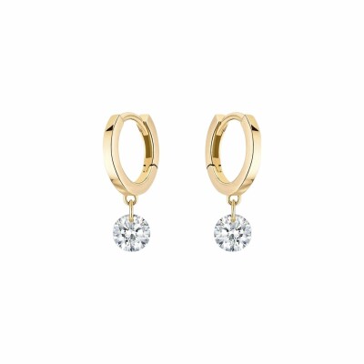 LA BRUNE & LA BLONDE 360° creole earrings, yellow gold and 0.14ct diamonds