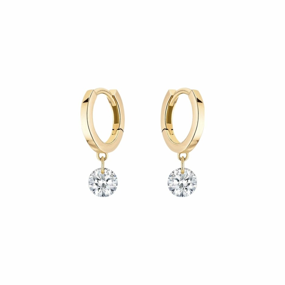 Boucles d'oreilles créoles La Brune & La Blonde 360° en or jaune et diamants de 0.14ct