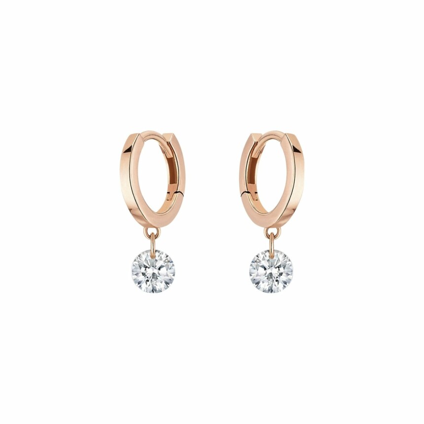 Boucles d'oreilles créoles La Brune & La Blonde 360° en or rose et diamants de 0.20ct