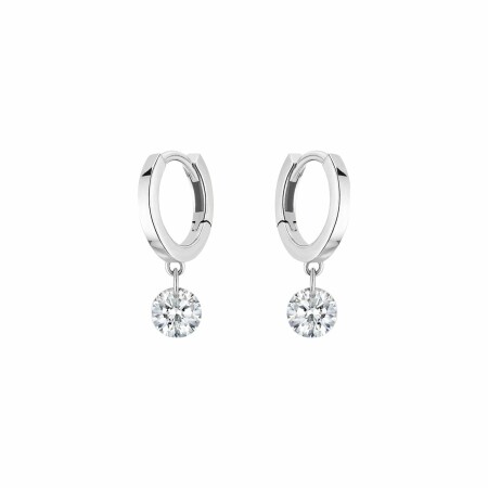 Boucles d'oreilles créoles La Brune & La Blonde 360° en or blanc et diamants de 0.20ct