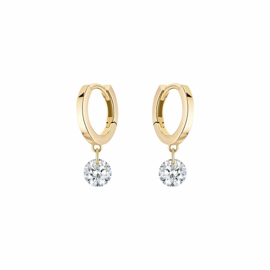 Boucles d'oreilles créoles LA BRUNE & LA BLONDE 360° en or jaune et diamants de 0.20ct