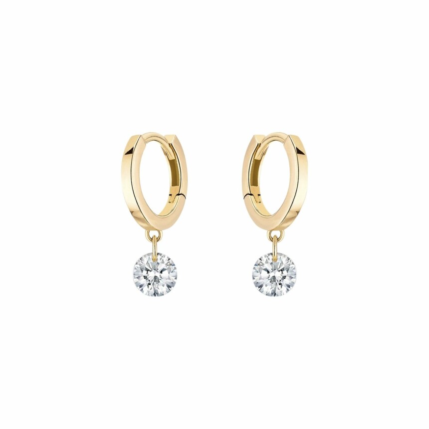 LA BRUNE & LA BLONDE 360° creole earrings, yellow gold and 0.20ct diamonds