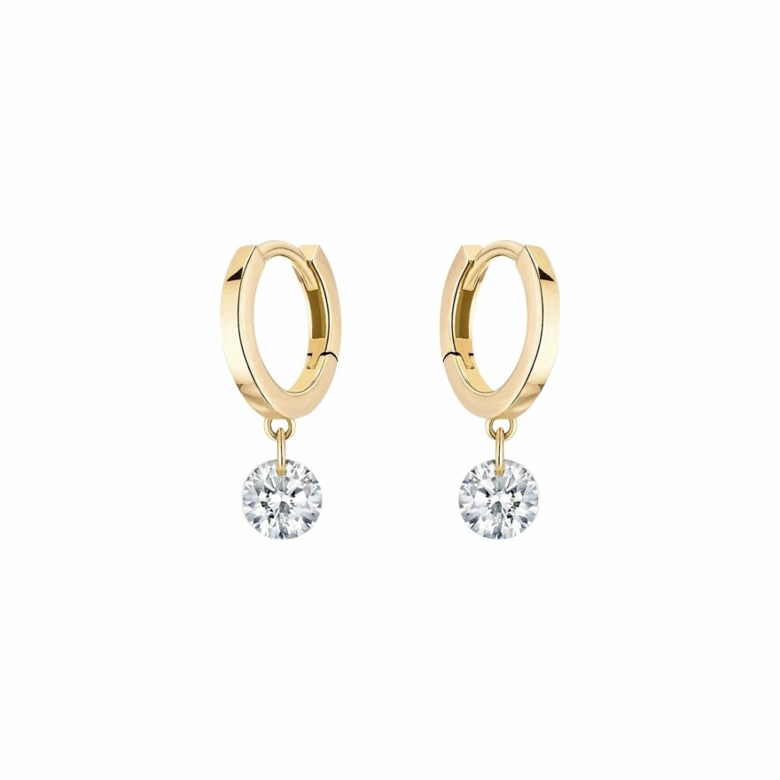 Boucles d'oreilles créoles La Brune & La Blonde 360° en or jaune et diamants de 0.20ct