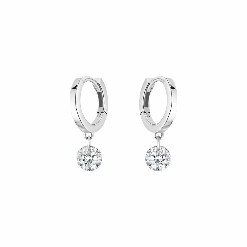 Boucles d'oreilles créoles LA BRUNE & LA BLONDE 360° en or blanc et diamants de 0.40ct