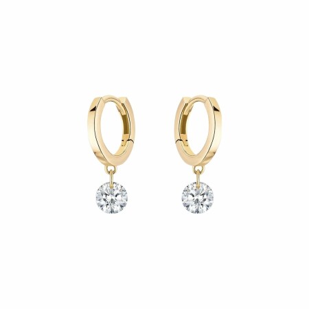 LA BRUNE & LA BLONDE 360° creole earrings, yellow gold and 0.40ct diamonds